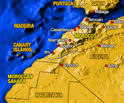 Map Of Morocco And Surrounding Countries. Map of Morocco